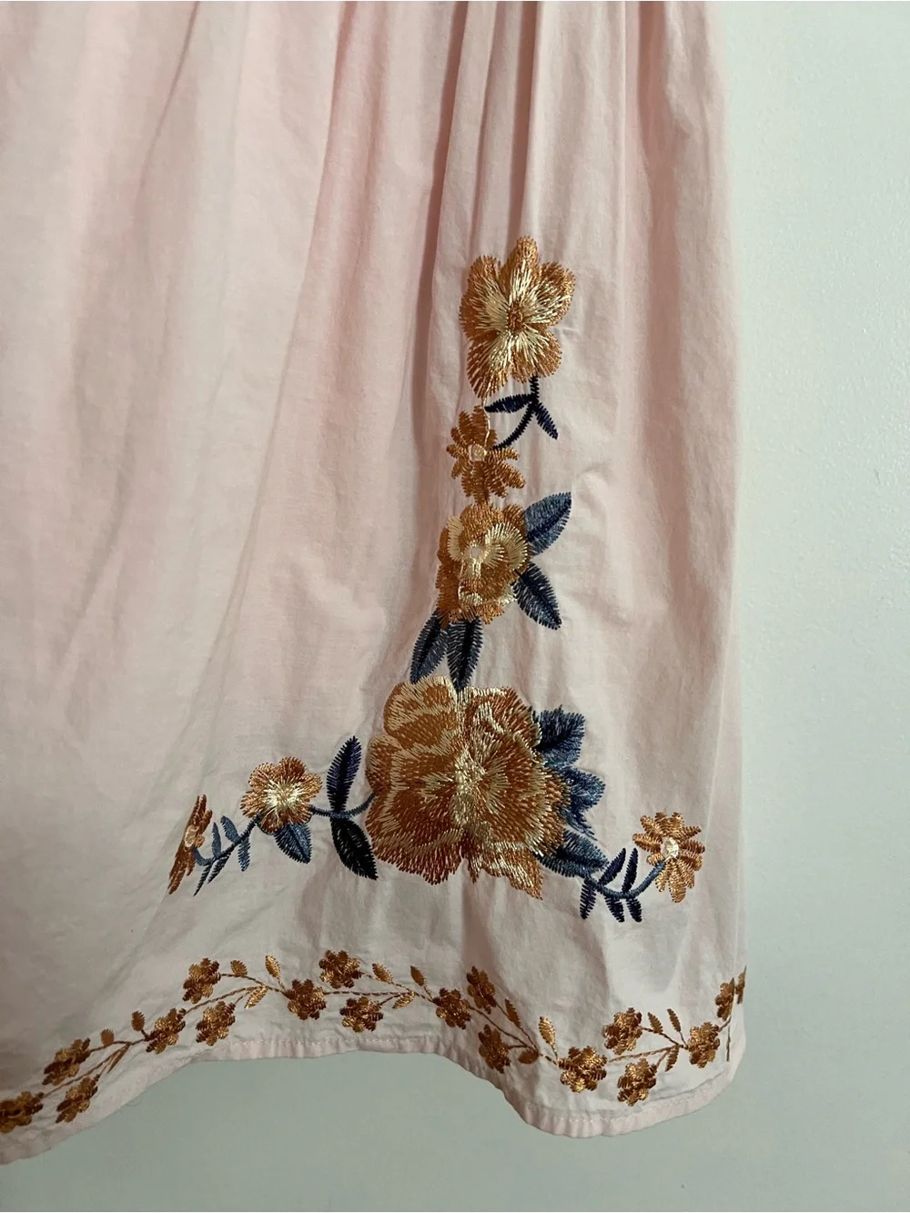 Smocked Blush Pink Floral Embroidered Girls' Party Dress